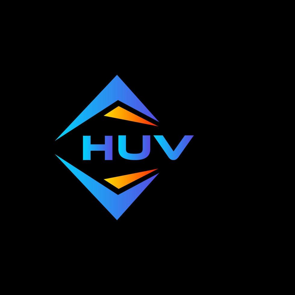 diseño de logotipo de tecnología abstracta huv sobre fondo negro. concepto de logotipo de letra de iniciales creativas huv. vector