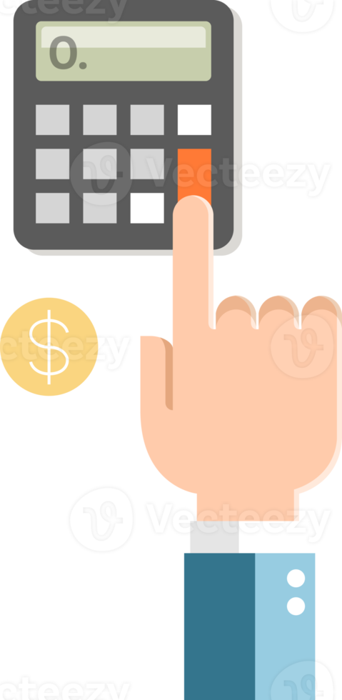 business hand with calculator png