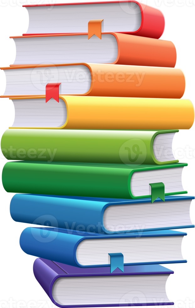 Books stack step color illustration png