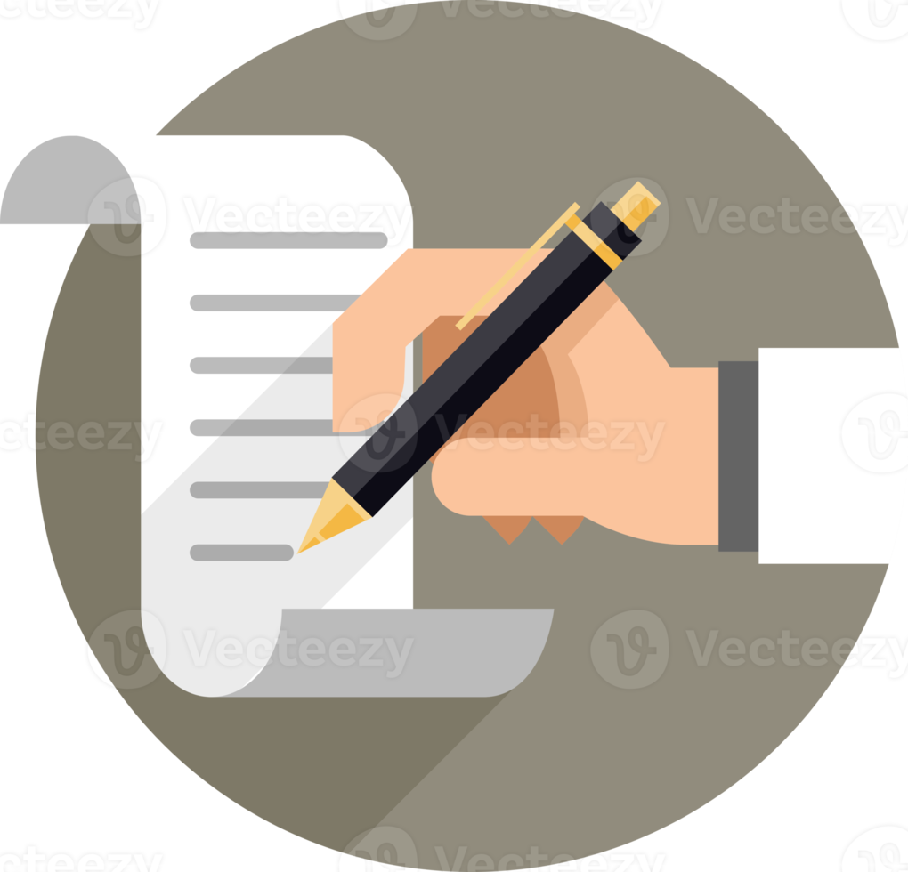 Hand and pen symbol flat icon png