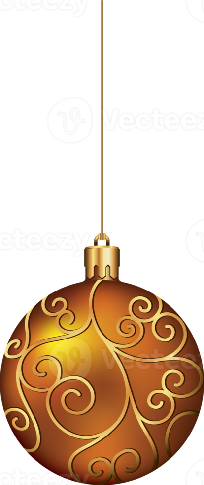 Christmas ball ornaments hanging on gold thread png