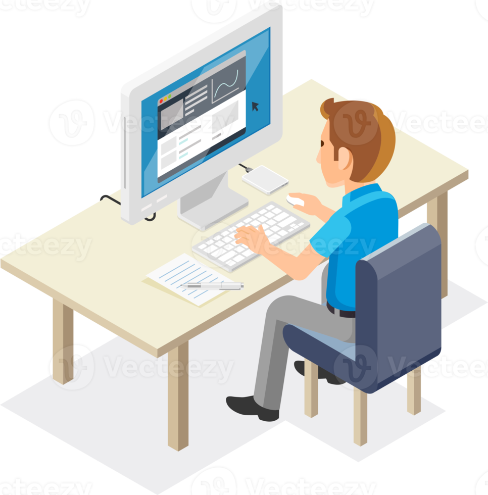 Working people isometric flat color png