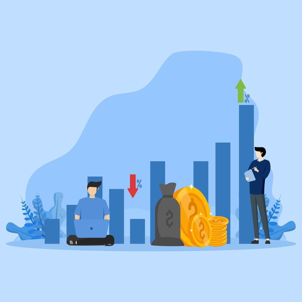Statistical analysis and research data information auditing concept. Closeup check of business finance chart for accounting planning or retained earnings calculation vector illustration.