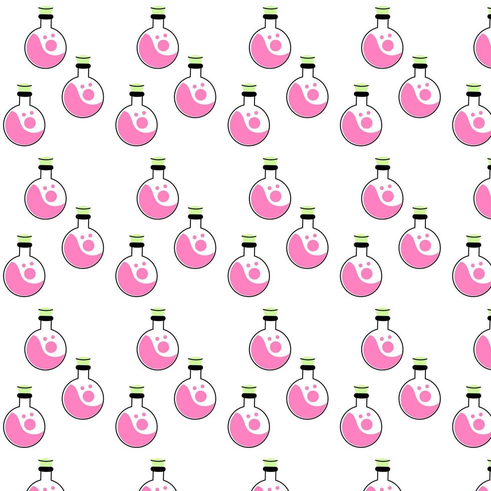 Background with flasks with chemical composition. vector