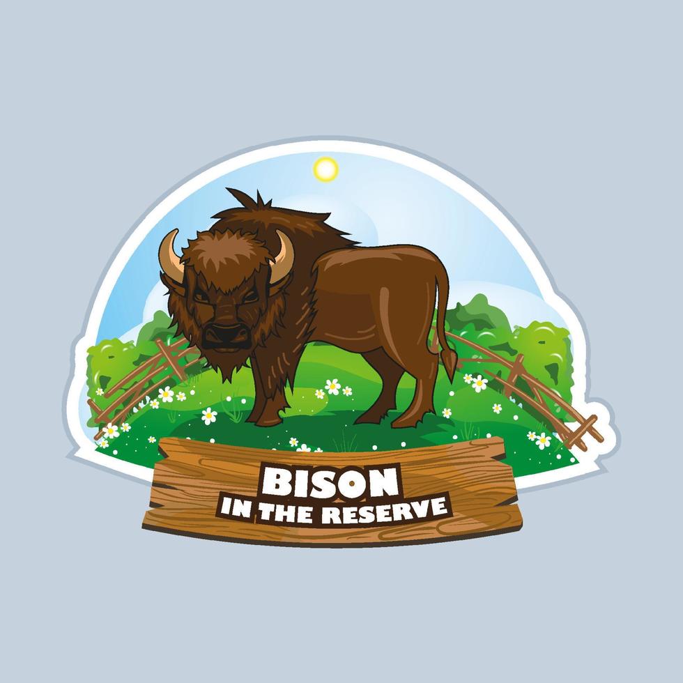 ilustración de un bisonte en la reserva natural. vector