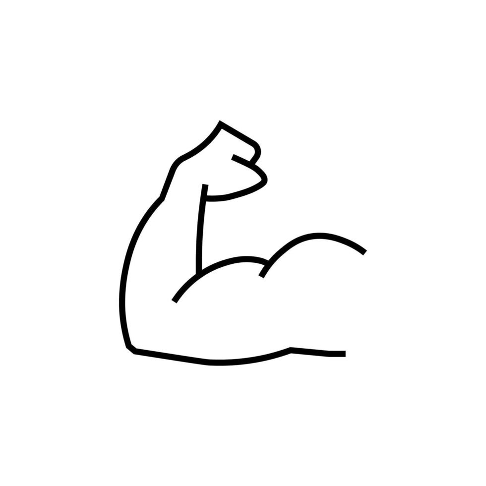 Muscle and Biceps Isolated Line Icon. Editable stroke. Vector sign for adverts, stores, shops, articles, UI, apps, sites. Minimalistic sign drawn with black line