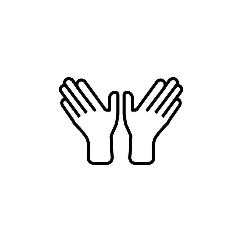 Outstretched Hands Isolated Line Icon. Editable stroke. Vector sign for adverts, stores, shops, articles, UI, apps, sites. Minimalistic sign drawn with black line