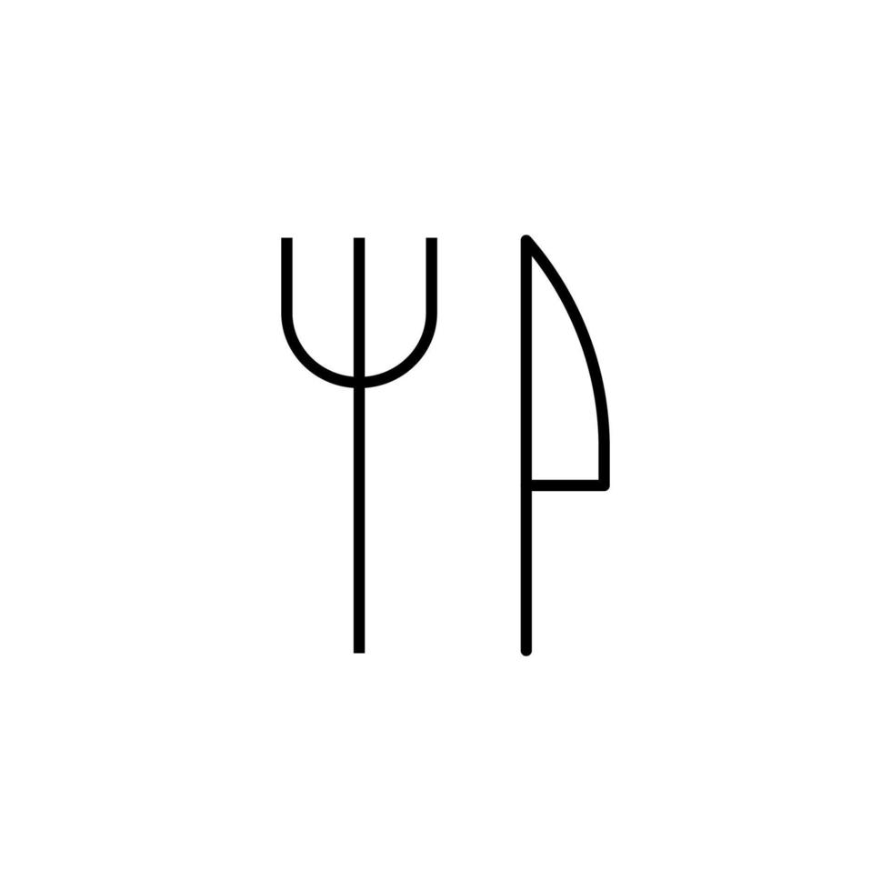 Fork and Spoon Isolated Line Icon. Editable stroke. Vector sign for adverts, stores, shops, articles, UI, apps, sites. Minimalistic sign drawn with black line