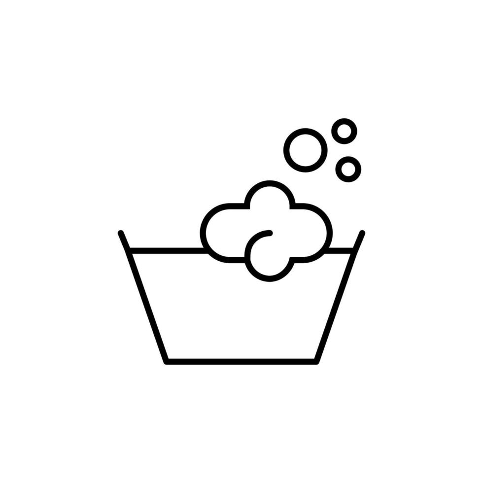 Bowl with Foamy Water Isolated Line Icon. Editable stroke. Vector sign for adverts, stores, shops, articles, UI, apps, sites. Minimalistic sign drawn with black line