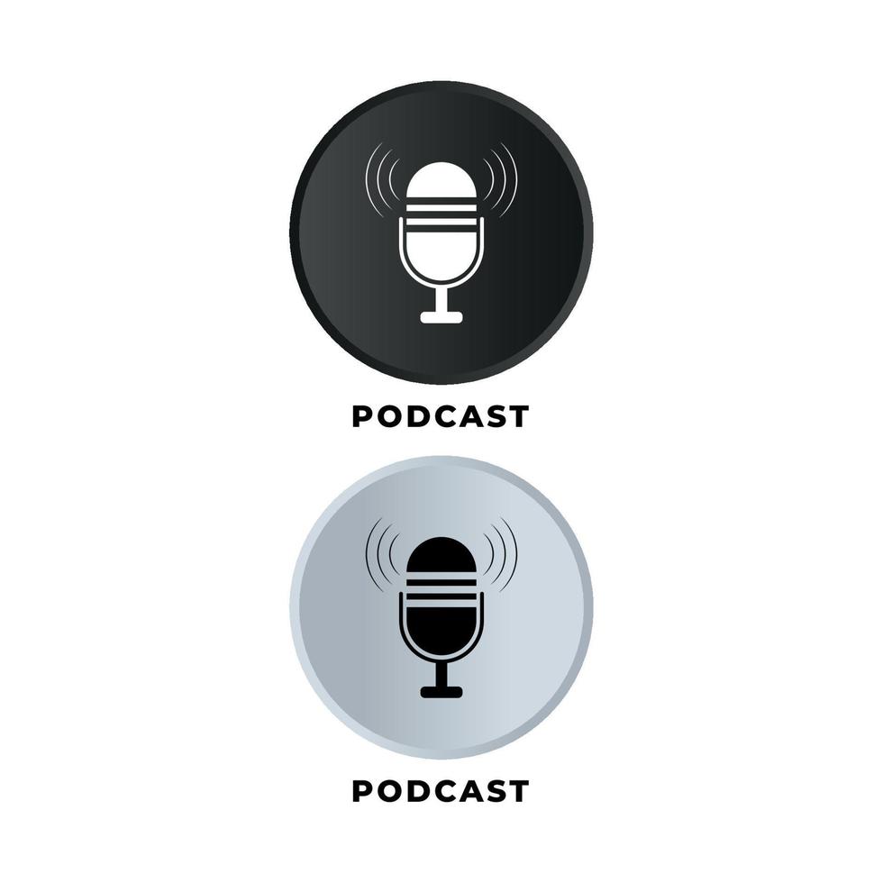 Podcast vector of isolated retro, vintage microphone illustration