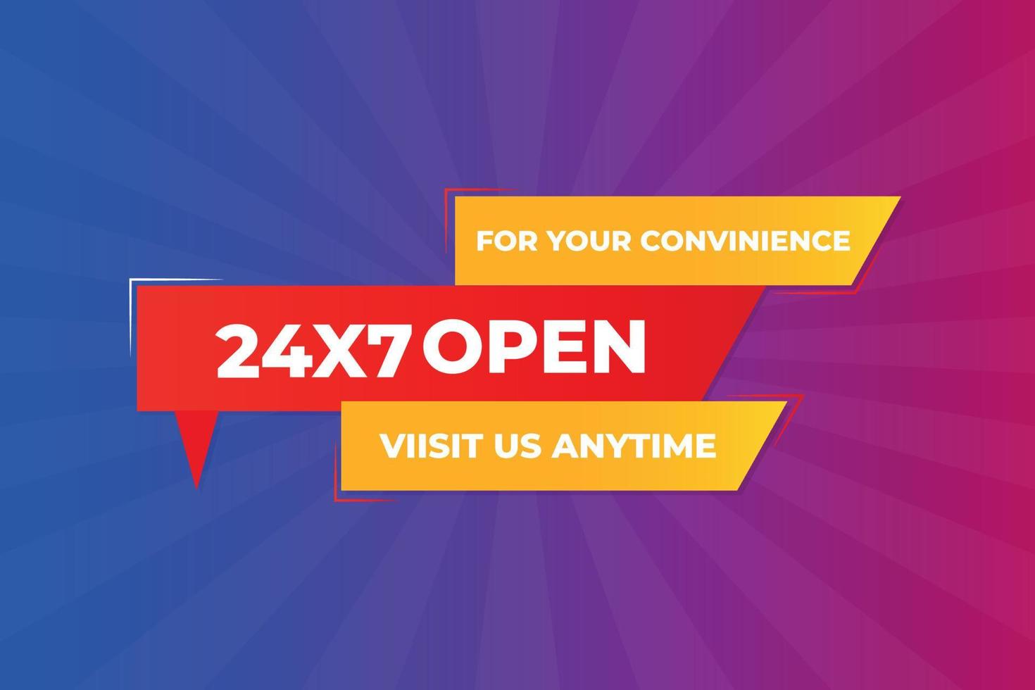 Open 24 7 all days vector illustration