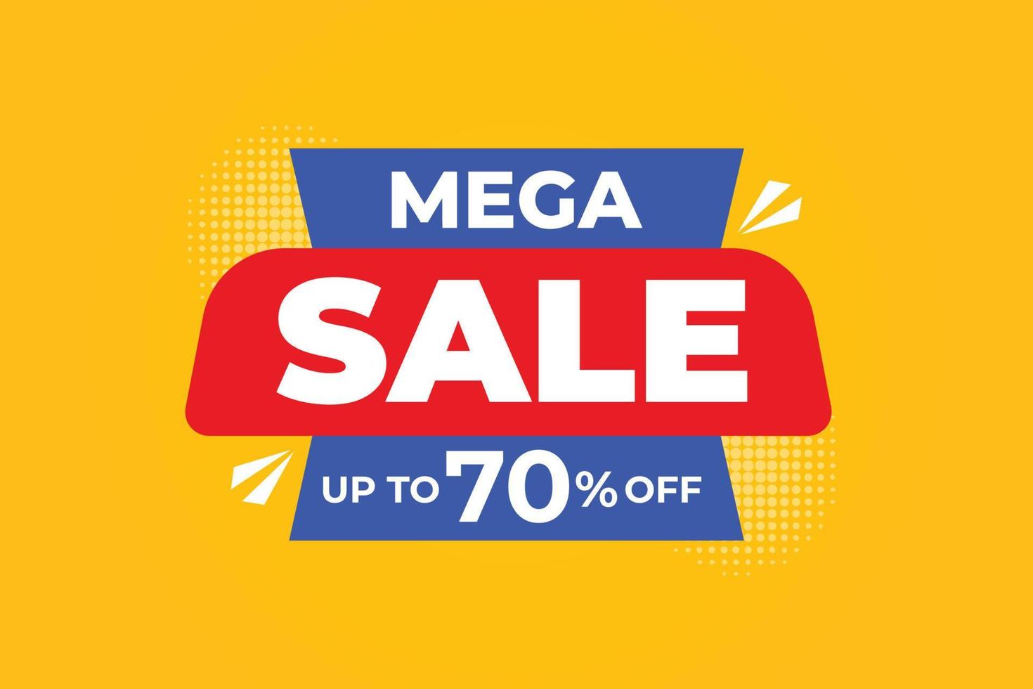 Mega Sale up to 70 percent off banner design. vector