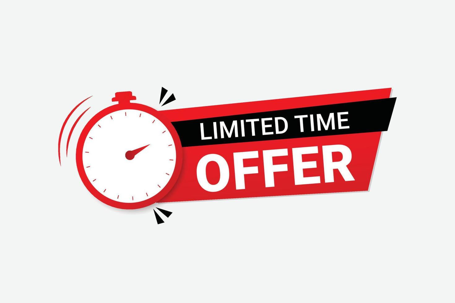 Limited time offer with banner label and clock icon vector illustration