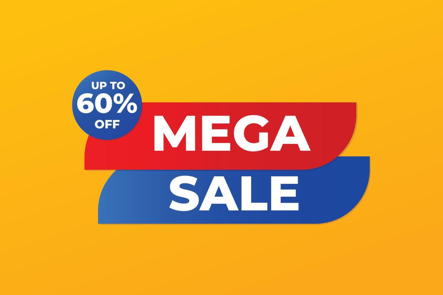 Mega sale banner design with 60 percent off. vector