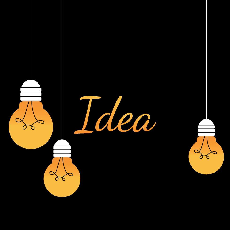 Idea text with bulb vector illustration