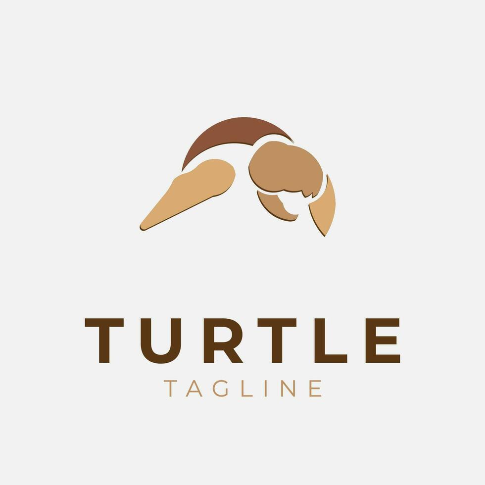 Turtle logo design with brown color vector