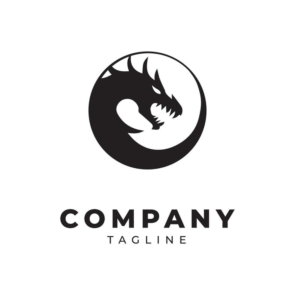 Logo design template, with a dragon head in a circle vector