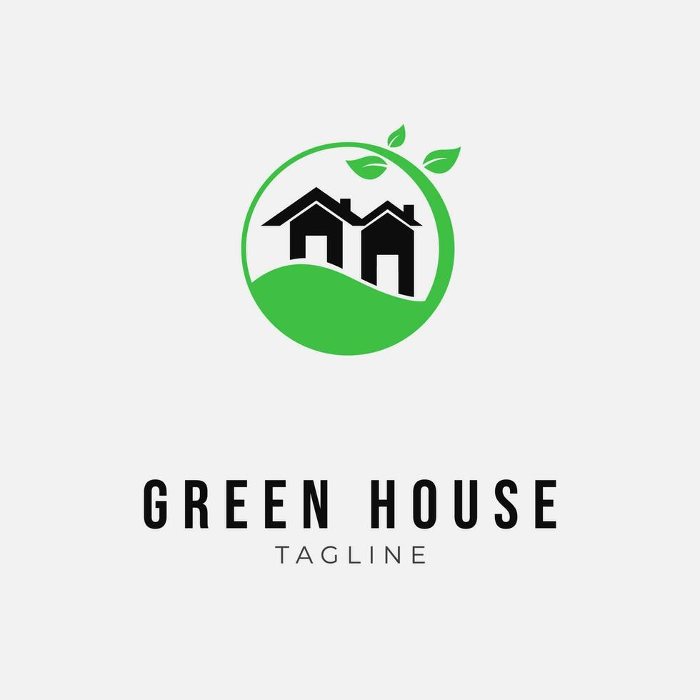 logo design template, with green house icon vector