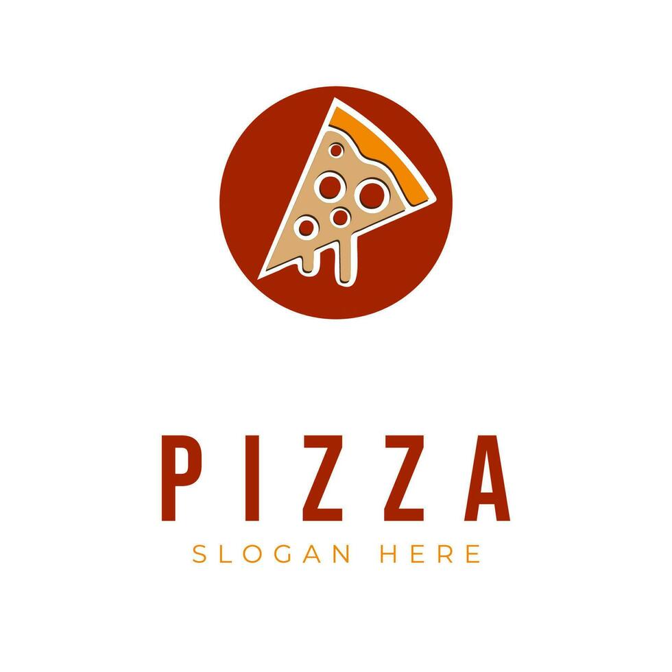 Pizza logo design template inside circle vector