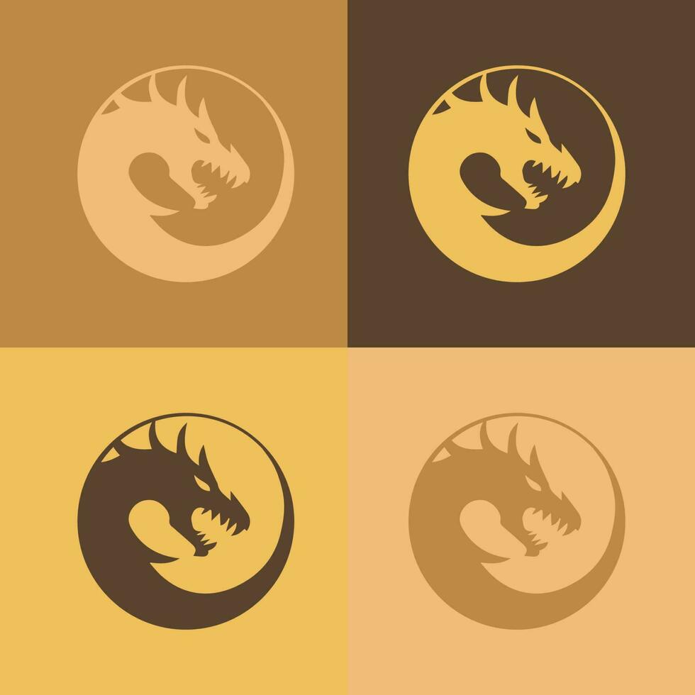 Logo design template, with a dragon head in a circle vector