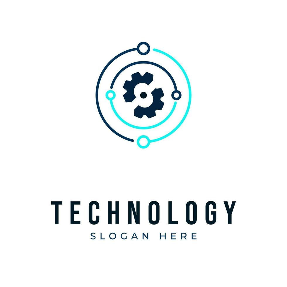 Logo design template with technology and network icons vector