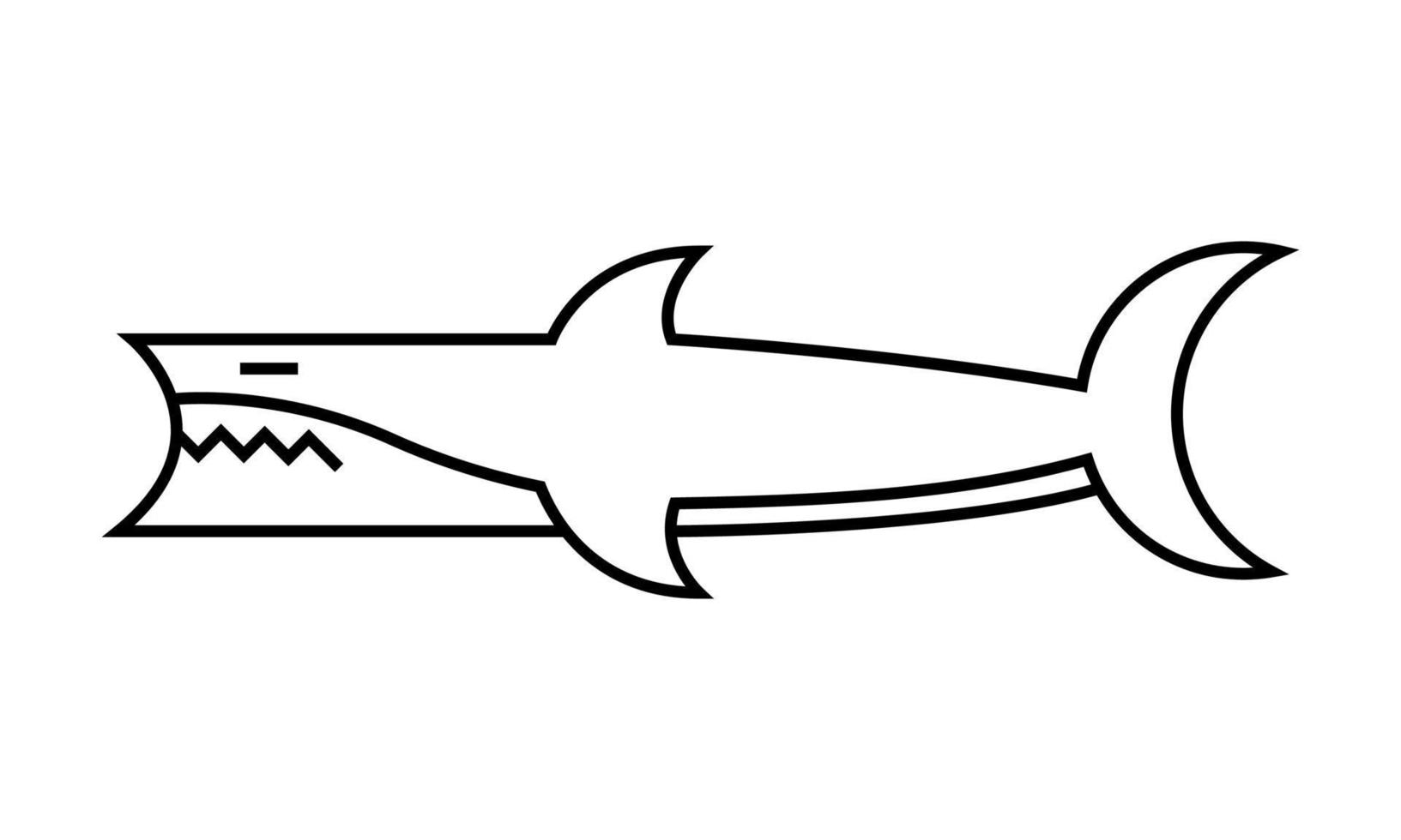 Shark icon in line-art style for printing and design. Vector illustration.