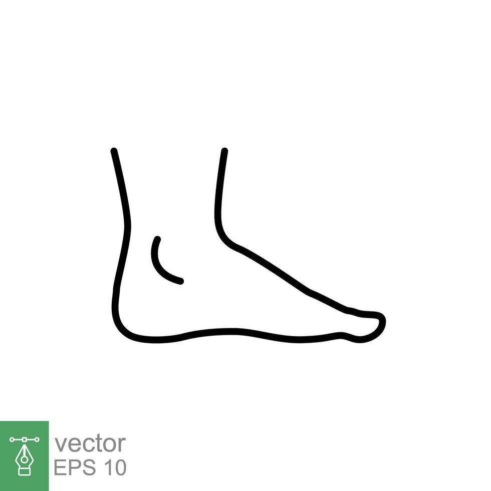 Foot, ankle line icon. Outline style can be used for web, mobile, ui. Pain, hip, ortho, anatomy, body, care concept. Vector logo illustration isolated on white background. EPS 10.