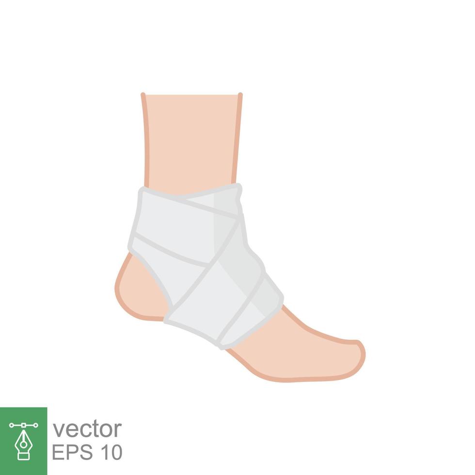 Foot, ankle wrap coloured icon. Filled outline style can be used for web, mobile, ui. Pain, hip, ortho, anatomy, body, care concept. Vector logo illustration isolated on white background. EPS 10.