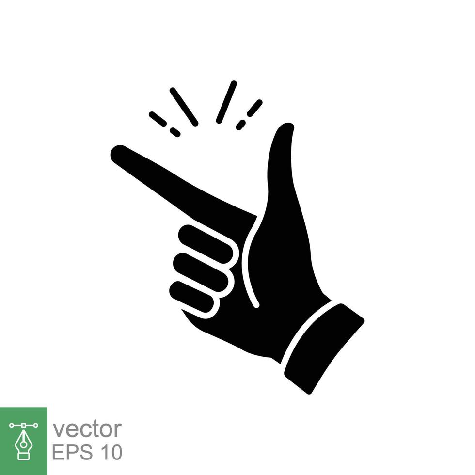 Easy icon. Simple solid style. Finger snapping sign. Black silhouette, glyph symbol. Vector illustration isolated on white background. EPS 10.