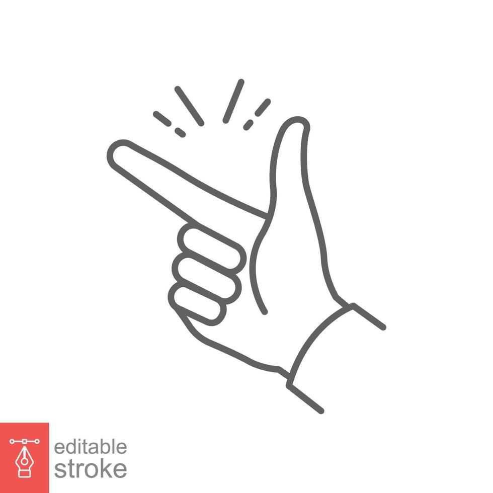 Easy icon. Simple outline style. Finger snapping line sign. Editable