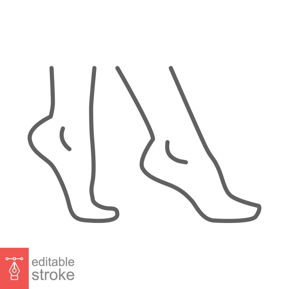 Foot, ankle line icon. Outline style can be used for web, mobile, ui. Pain, hip, ortho, anatomy, body, care concept. Vector logo illustration isolated on white background. Editable stroke EPS 10.