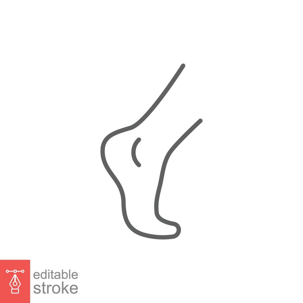 Foot, ankle line icon. Outline style can be used for web, mobile, ui. Pain, hip, ortho, anatomy, body, care concept. Vector logo illustration isolated on white background. Editable stroke EPS 10.