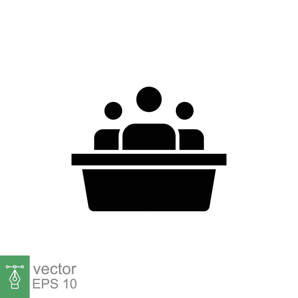 Jury group committee icon. Simple solid style. Jurors linear sign. Black silhouette, glyph symbol. Vector illustration design isolated on white background. EPS 10.