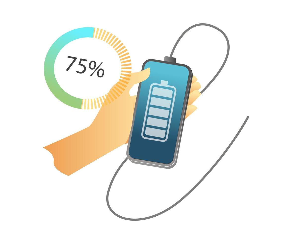 Flat isometric 3d illustration concept of portable electric car charging monitoring application vector