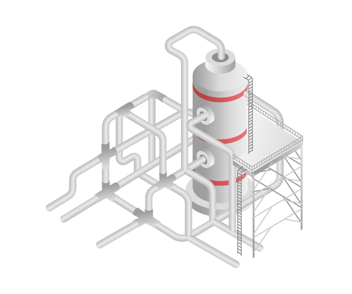 Flat isometric concept 3d illustration biogas industry factory pipeline vector