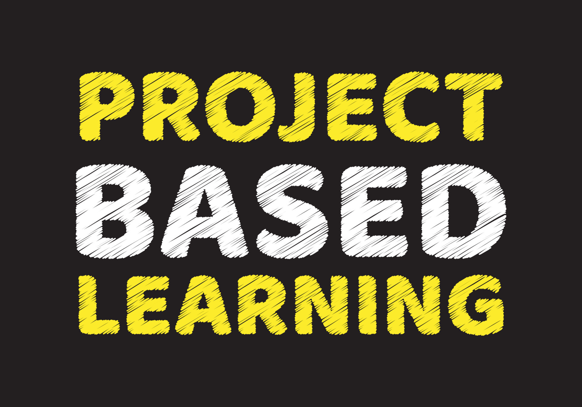 Project based learning PBL writing on black chalkboard. Vector graphic ...