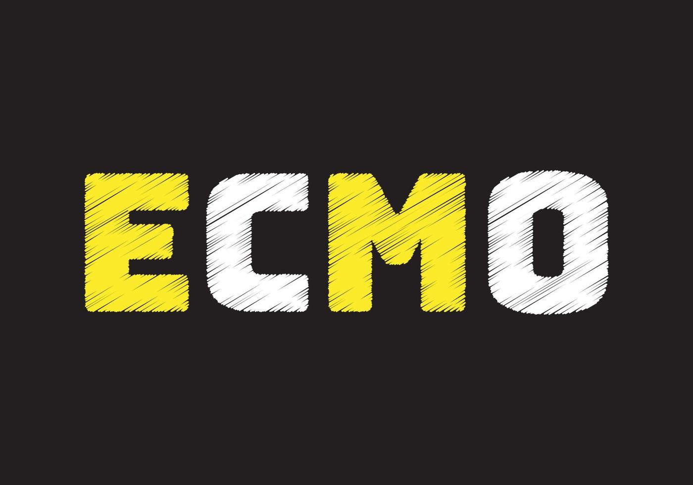 ECMO writing on black background. Extra Corporeal Membrane Oxygenation Concept vector