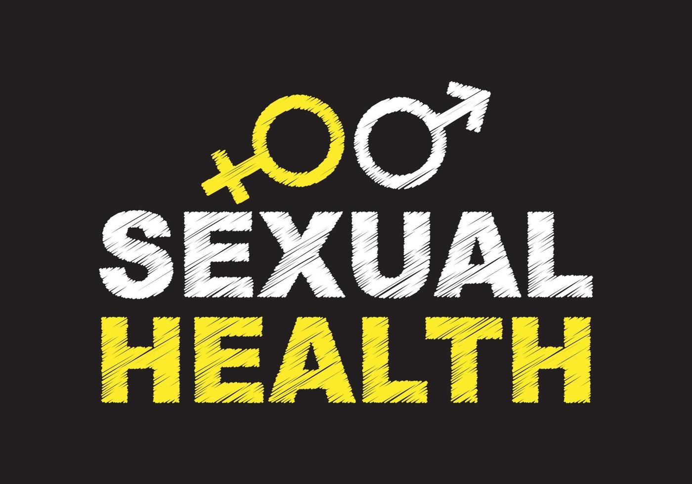 Sexual health written with gender sign. Vector illustration. Health concept.