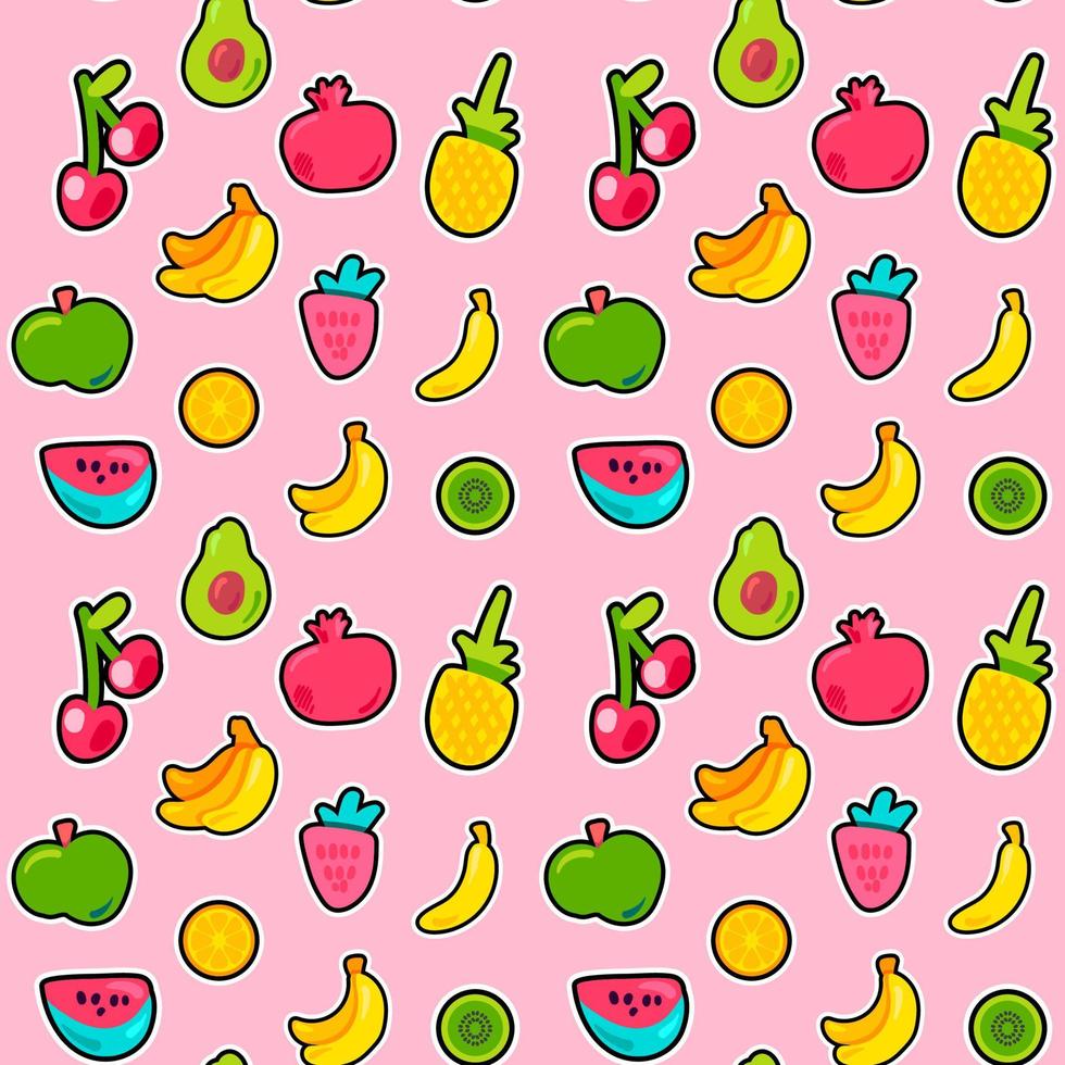 Fresh Berries Summer Fruits Mix Seamless Pattern vector