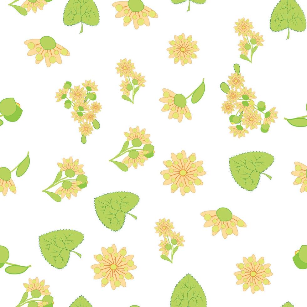 Floral seamless pattern with linden flowers. Hand drawn eco design for fabric and wrapping paper vector
