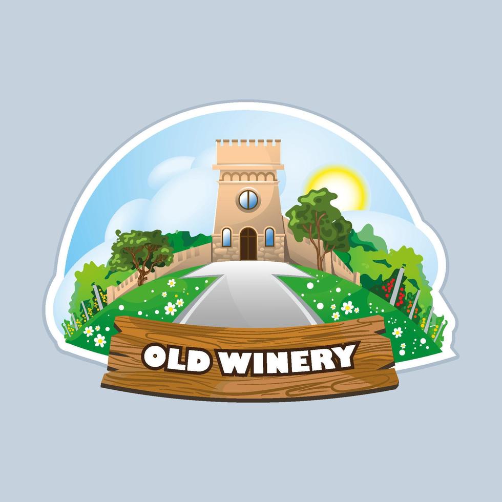 Cartoon Illustration of Castle and Old winery. vector