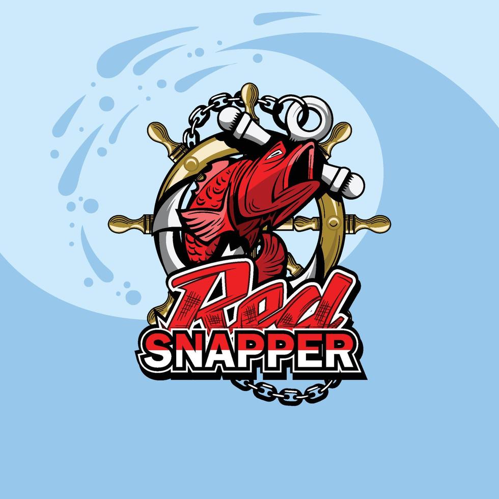 Fishing illustration with the inscription Red Snapper image for application on T-shirts. vector