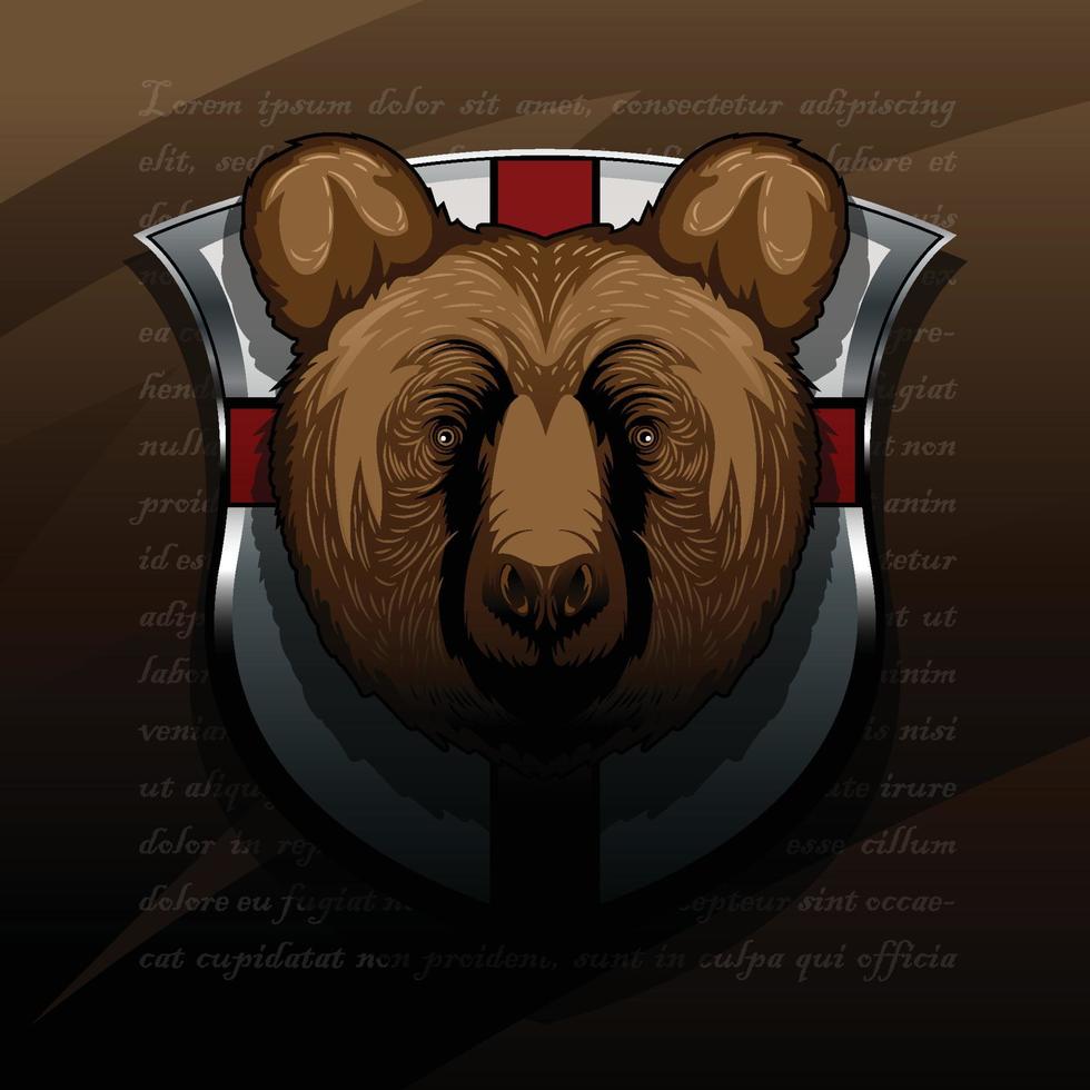 Logo of Tiger Head on knightly Shield. vector