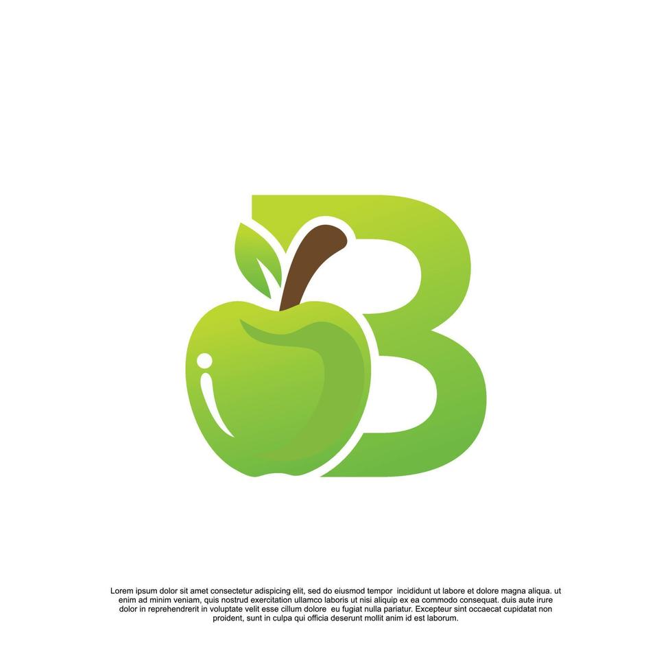 Letter B logo design with fruit template fresh logo Premium Vector
