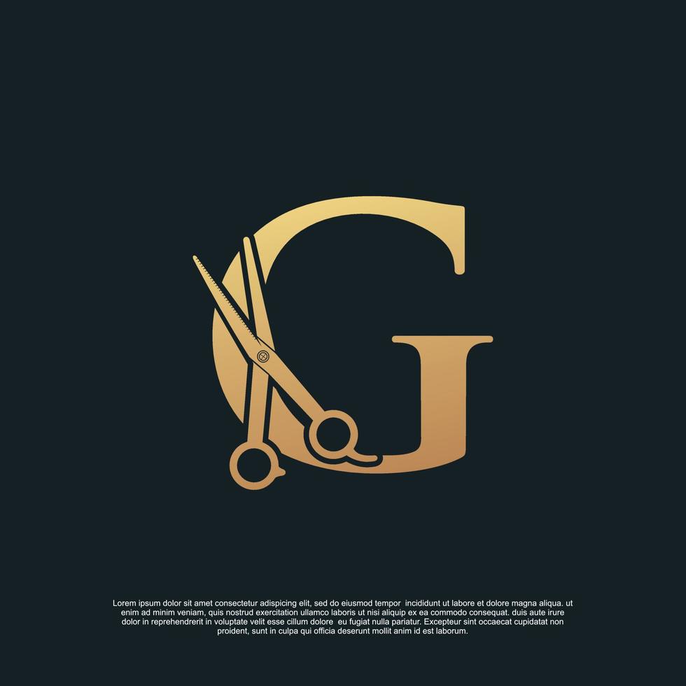 Creative letters G with combination simple scissors Premium Vector