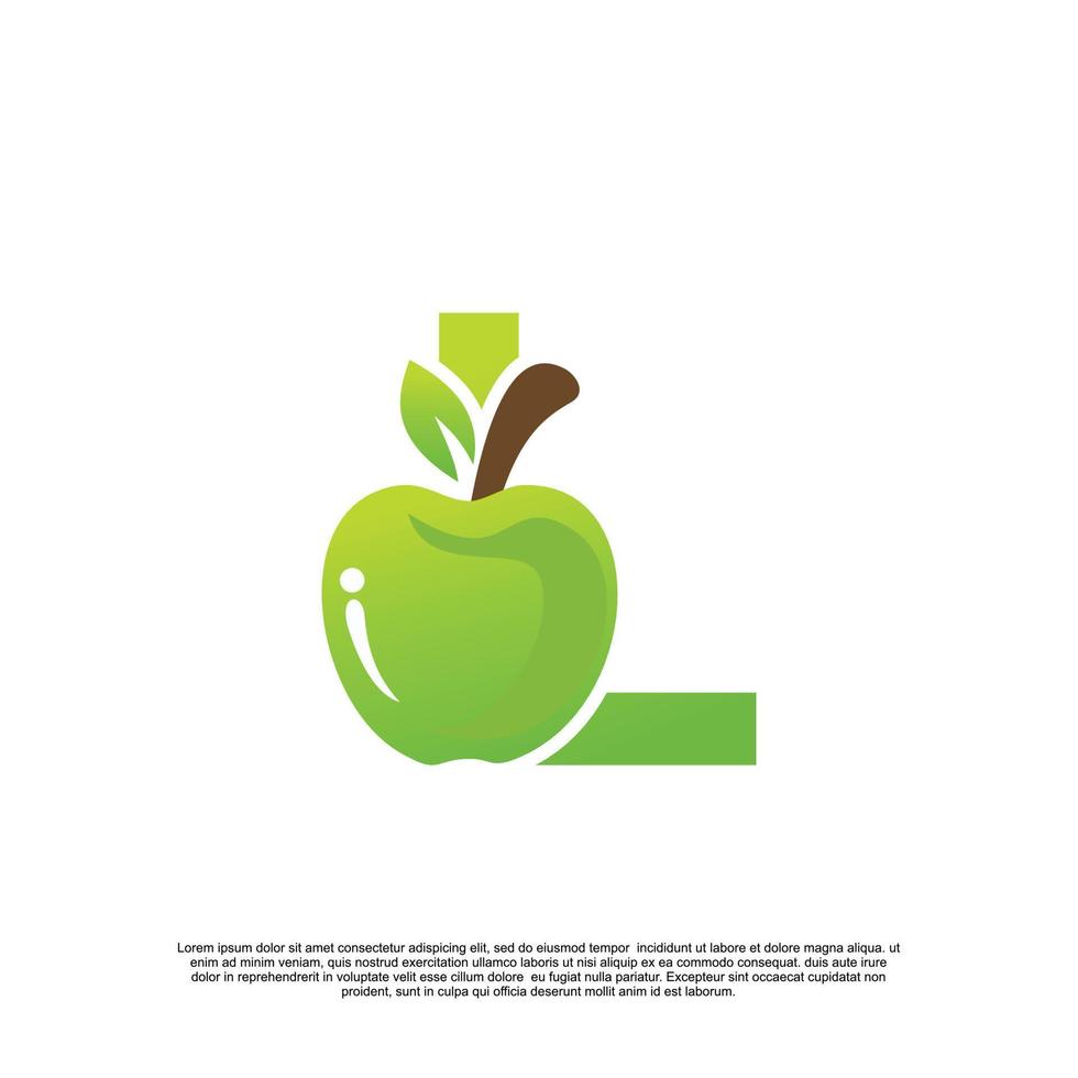 diseño de logotipo letra l con plantilla de fruta logotipo fresco vector premium