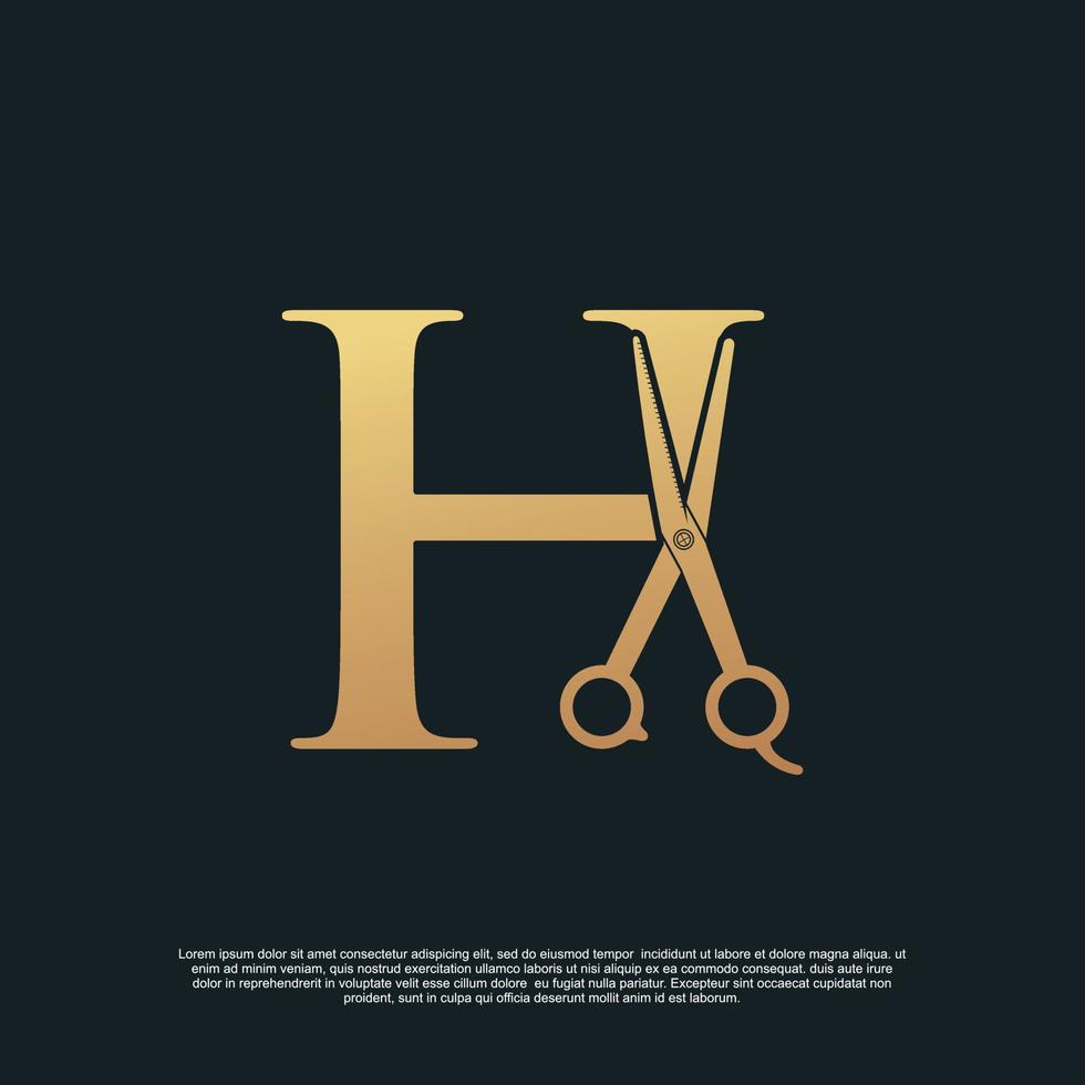 Creative letters H with combination simple scissors Premium Vector