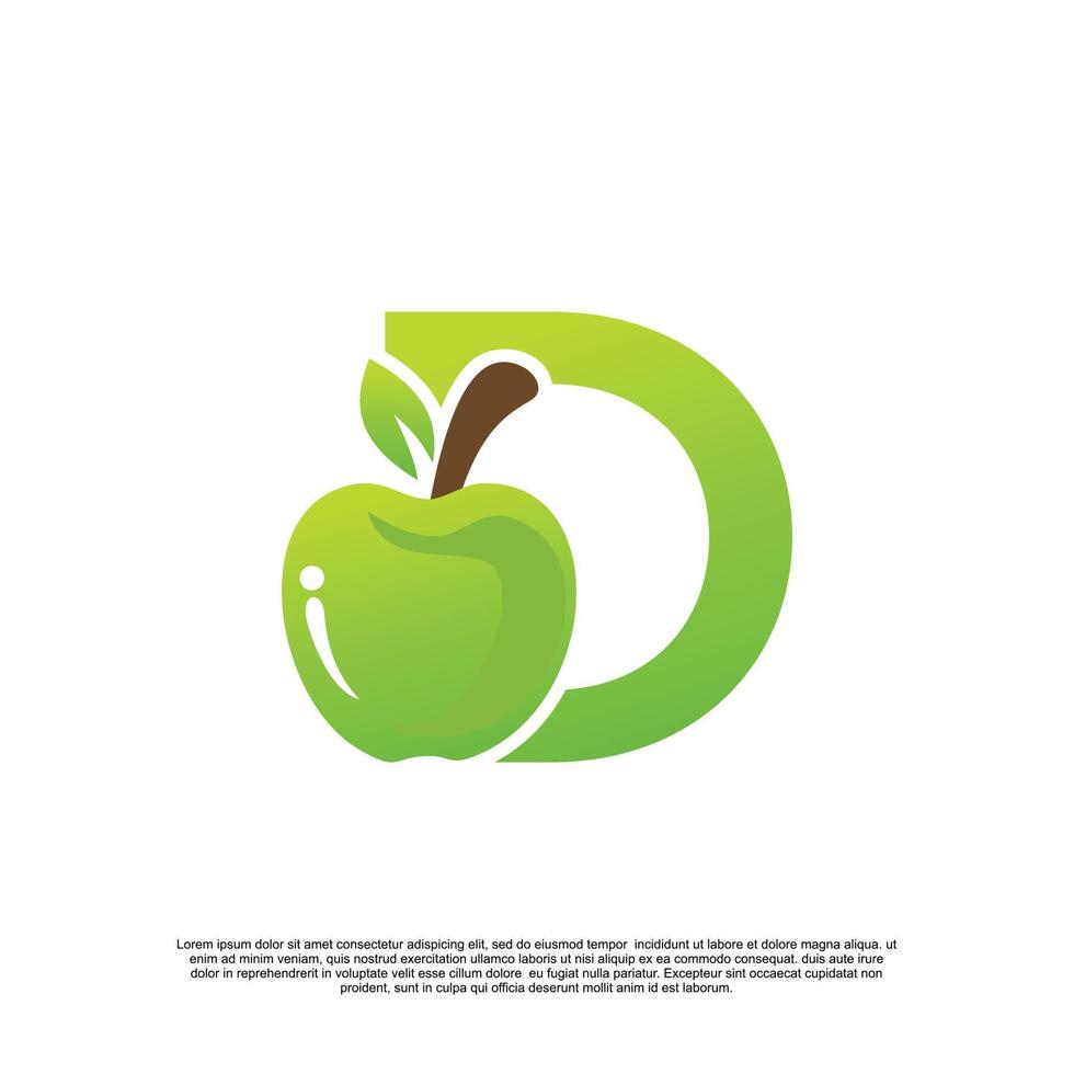 diseño de logotipo letra d con plantilla de fruta logotipo fresco vector premium