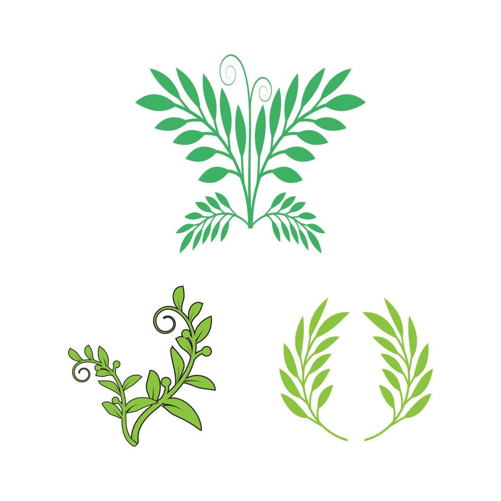 vector de logotipo botánico de hojas verdes y diseño de símbolos