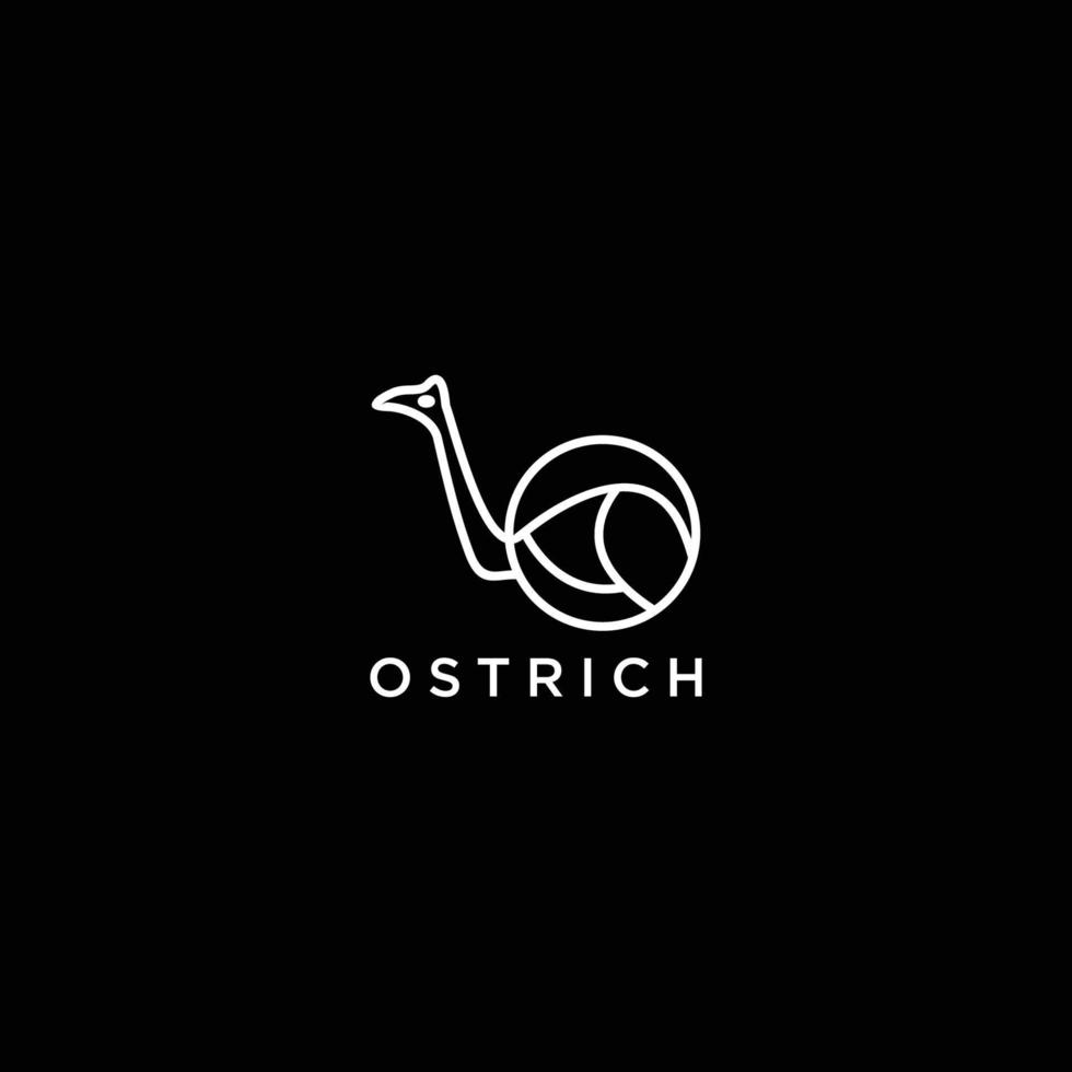 Ostrich  logo with line art style template Premium Vector